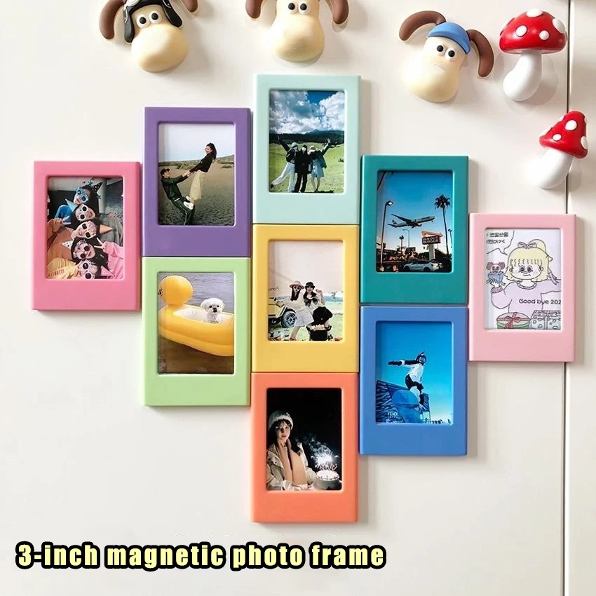 3 Inch Magnetic Photo Frames Colorful Mini Picture Frames Magnet Refrigerator Fridge Sticker for Home Decor DIY Wall Decor