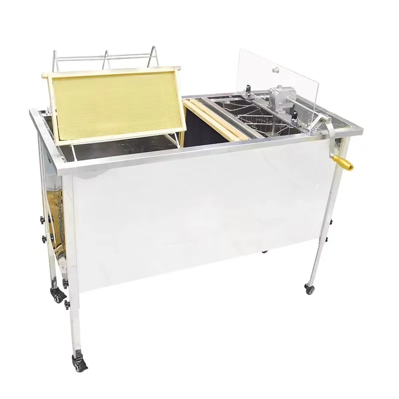 Stainless Steel Manual 4 Frame Honey Extractor Machine Integrated Honey Uncapping Tank Centrifuge Beekeeping Equipment Custom