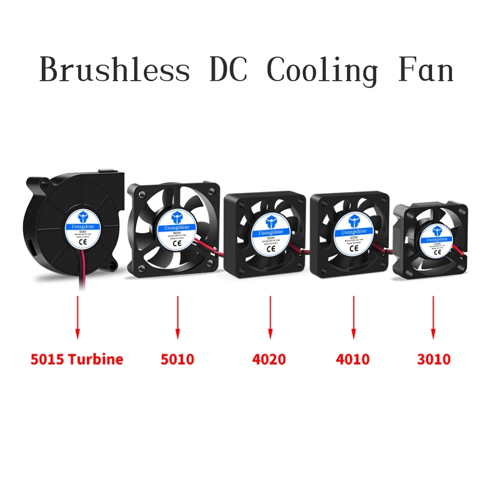 

5015/5010/4020/4010/3010 5V/12V/24V Cooling Turbo Fan Brushless 2Pin For 3D Printer Extruder DC Cooler Blower Part Plastic Fans