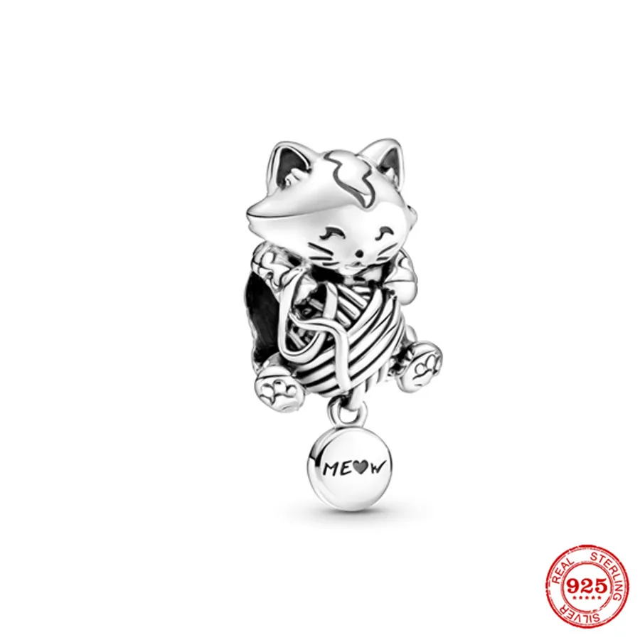 925 Sterling Silver Paw Print & Bone My Pet Dog Cat Dangle Charm Bead Gift Fit Original Pandora Bracelet Pendant DIY Jewelry