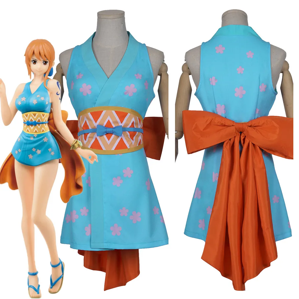 Traje de Cosplay de Anime Piece Cos Nami para mujer, Top y falda con otros accesorios, traje de Carnaval de Halloween