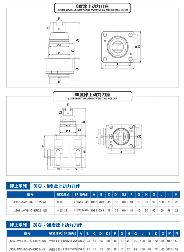 90 Degree TSUGAMI Swiss Lathe Driven Tool Holder High Precision Live Tool Holder for Tsugami CNC Swiss Type Lathe