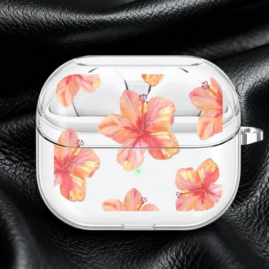 

Beauty Floral Pattern Case For Samsung Galaxy Buds 2Pro 4Pro 4 Pro 3Pro 2 3 FE Live Clear Earphone Cases Cover With Hook