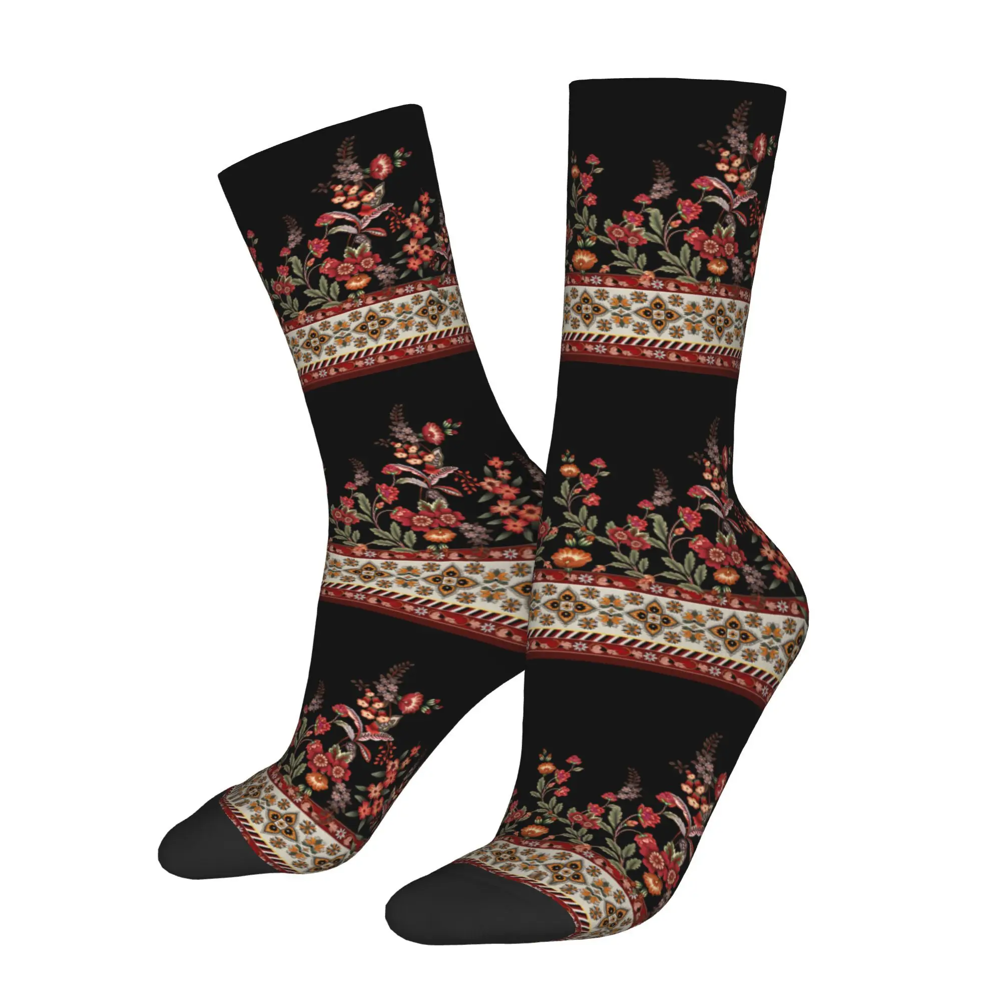 

1pc Ethnic Style Flower Printed Men's Socks Novelty Hip Hop Harajuku Pattern Crew Sock Casual Gift