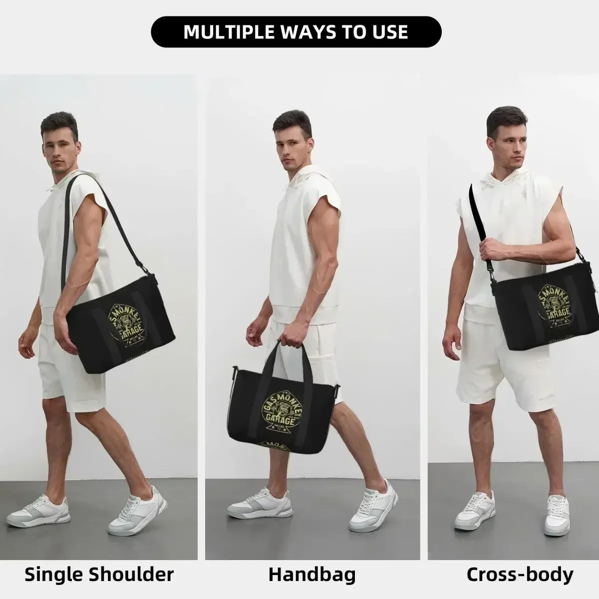 Hot Rods Motorcycles Racing Gas Monkeys Garage Beach Travel Bag Tote Bags for Gym Yoga Women Shopping Duffle Shoulder Bag