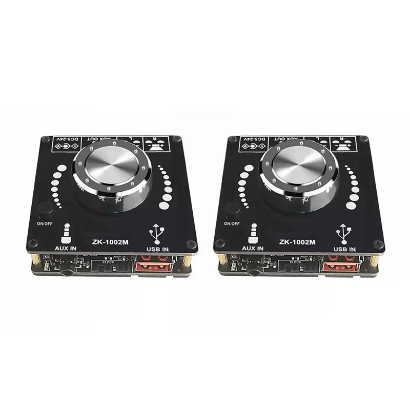 2X ZK1002M Bluetooth 5.0 AUX USB Audio Input Output Amplifier Audio Amplifier Module 100Wx2