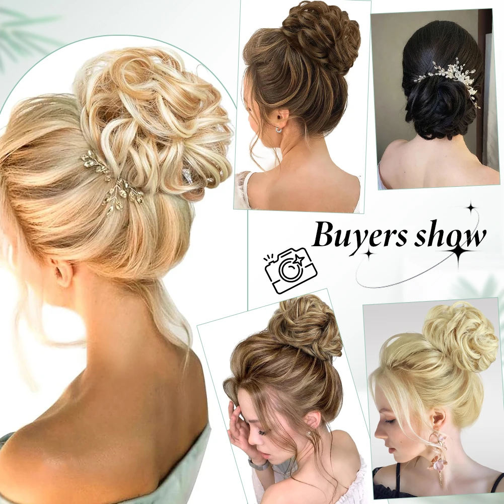 Artiglio Clip coda di cavallo sintetico disordinato capelli Bun estensioni pasticcio ondulato ricci Chignon Tousled Updo posticci per le donne ragazze