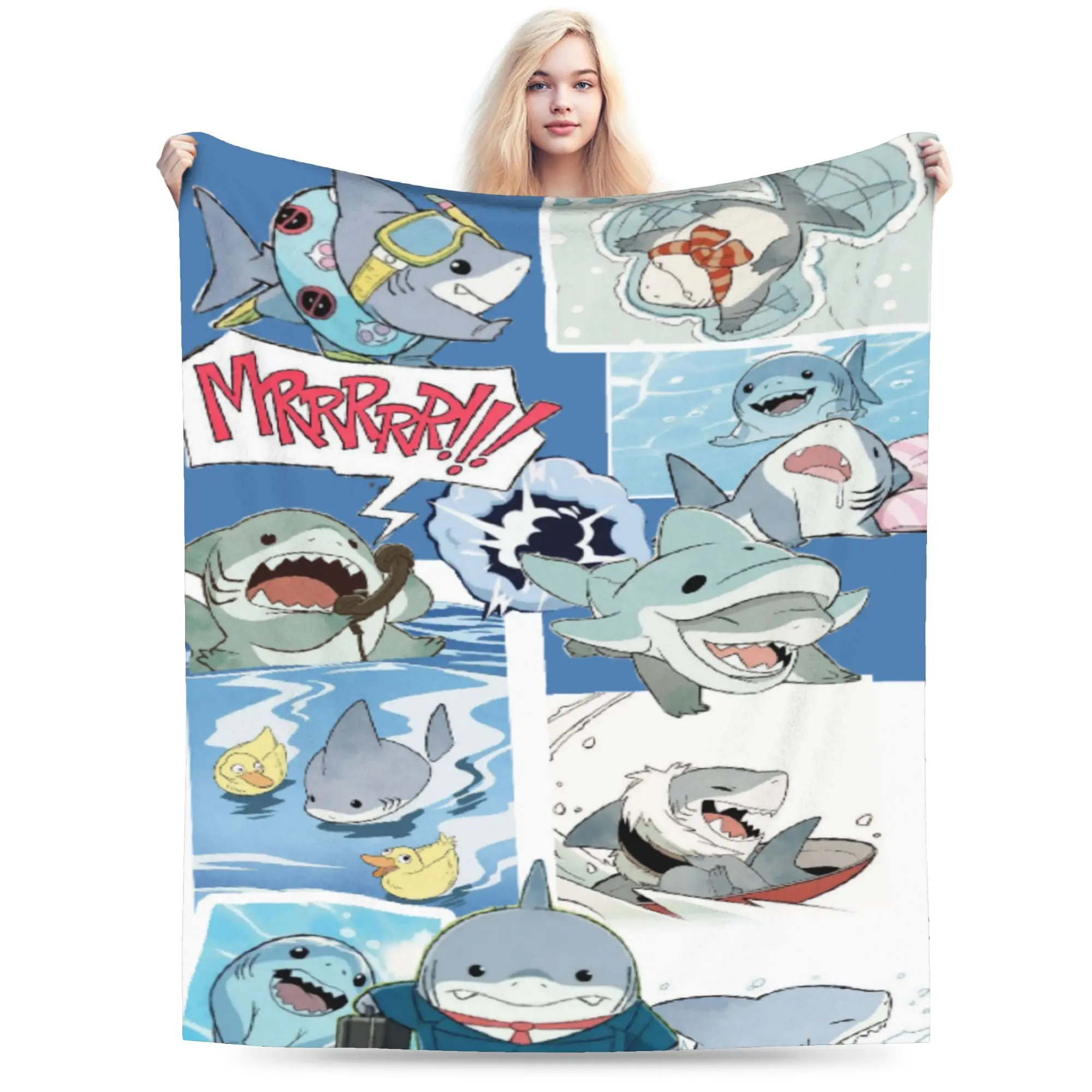 

Jeff The Land Shark Blanket Coral Fleece Plush Cozy Ultra-Soft Throw Blanket for Bedding Bedding Throws