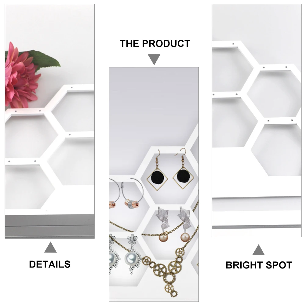

Wooden Earring Stand Display Jewelry Organizers Holder Necklace Rack Shelf Storage