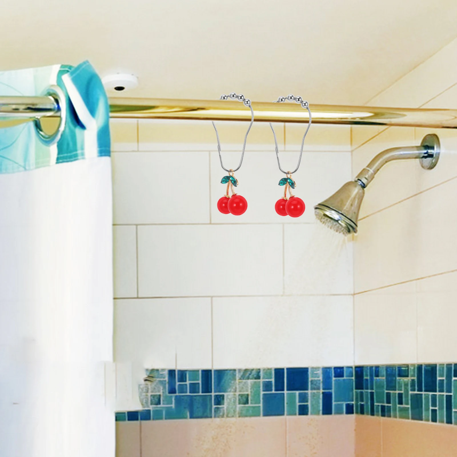 

12pcs Bath Curtain Hooks Decorative Shower Hangers Metal Bedroom Household Bathroom Hook Lightweight Replacement Rings