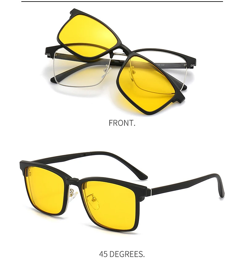 Vcka 6 in1 quadratisch polarisierte Myopie Sonnenbrille Männer Frauen Magnet clip Brille Rahmen optische verschreibung pflicht ige Brillen-0,5 bis-6,0 – Detail 8