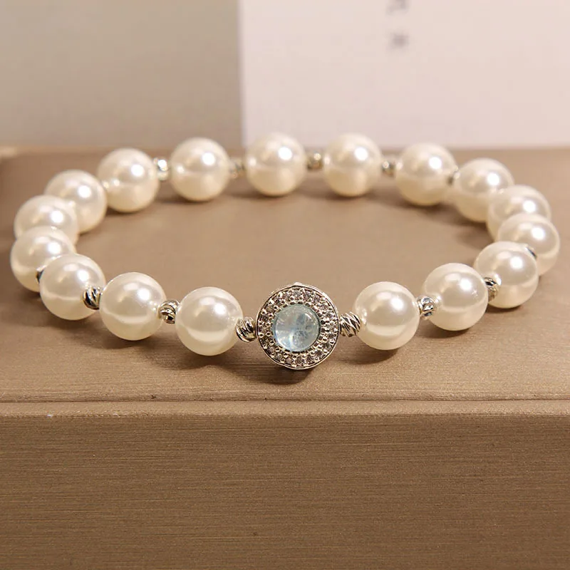 

Purely handmade - natural aquamarine pearl bracelet for women