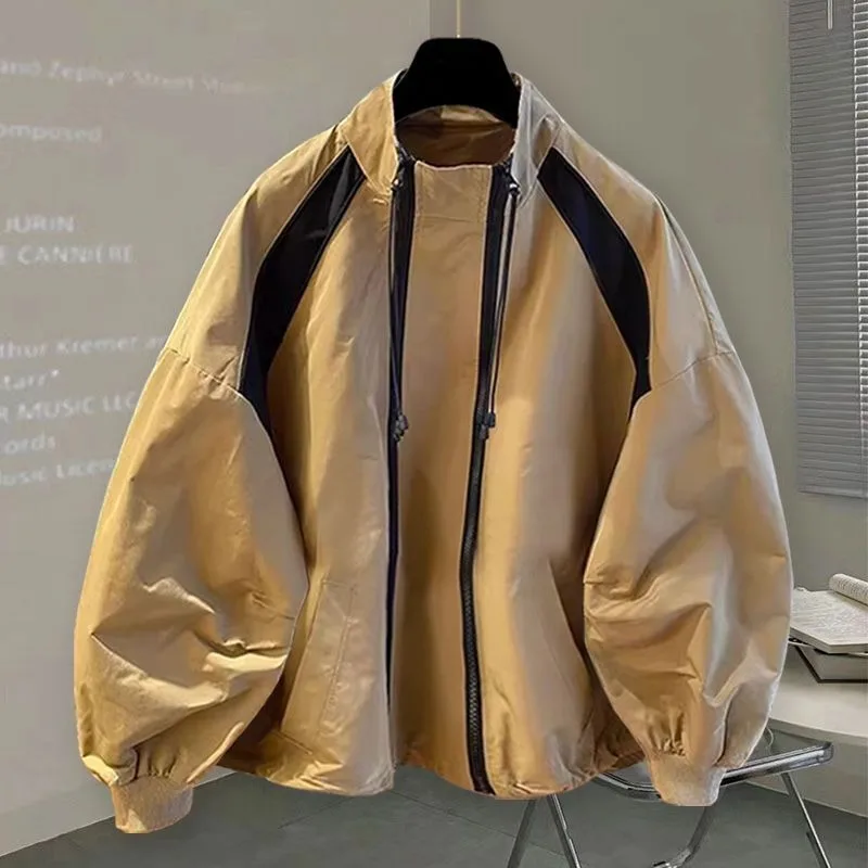 

Casual Two Zippers Windbreaker for Women Loose Stand Collar Thin Outdoor Jacekts Women Spring Autumn Wind Jacekts Outerwears