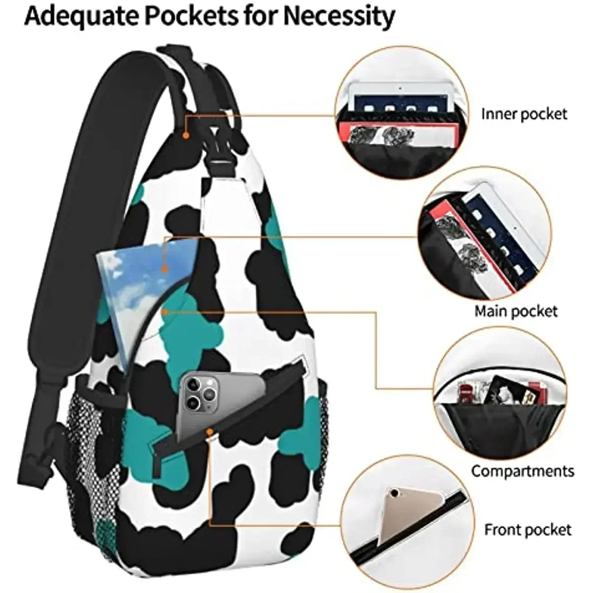 ดอกไม้เสือดาวพิมพ์Unisexกระเป๋าCrossbodyกระเป๋าเป้สะพายหลังเดินป่าDaypackกระเป๋าสะพายสําหรับผู้หญิงผู้ชาย