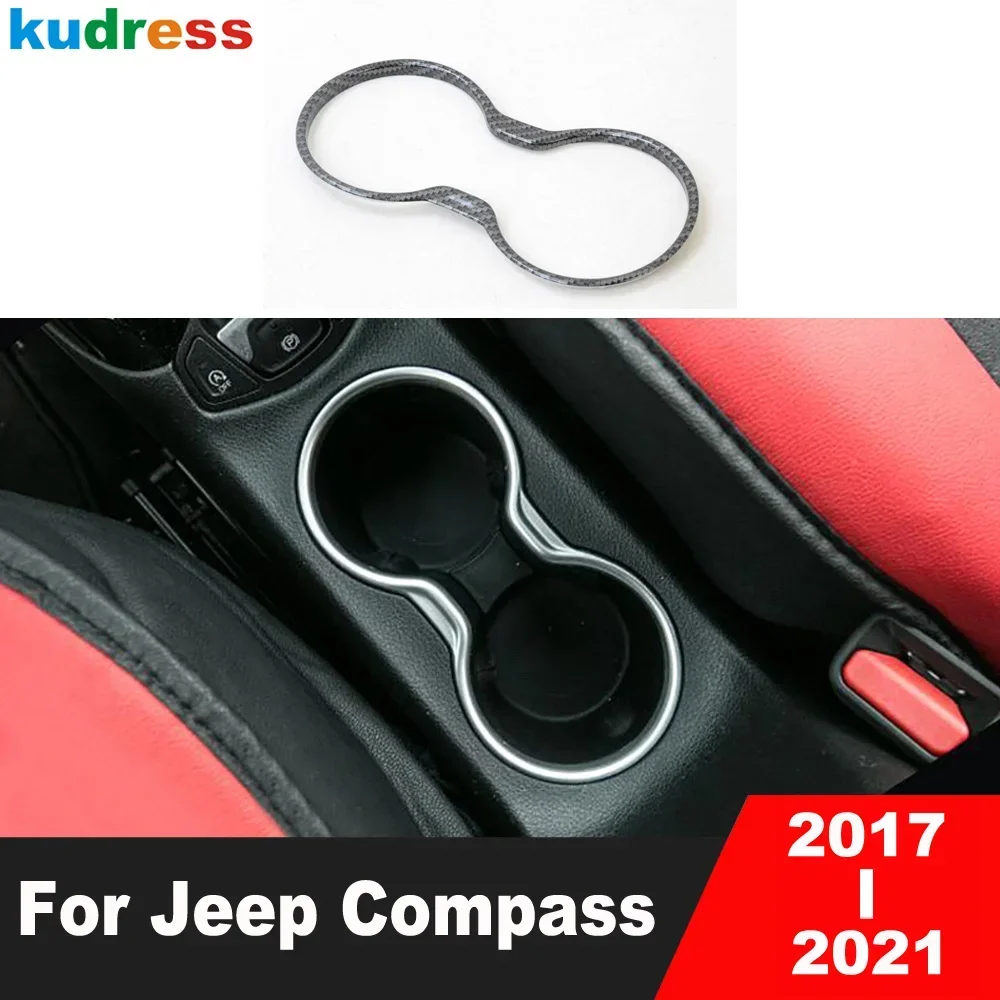 Car Center Console Water Cup Drink Holder Frame Cover Trim For Jeep Compass 2017 2018 2019 2020 2021 Matte Interior Accessories view 2