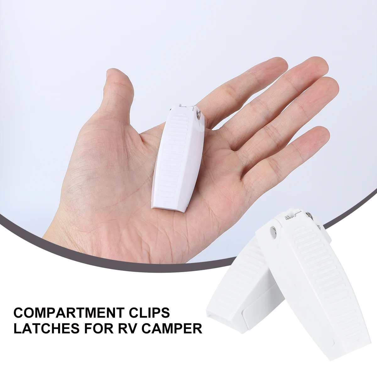 

2pcs Baggage Door Clips for RV 7x2 5x1 8cm Spring Loaded Hinge Plastic Storage Holders Latches Camper Trailer