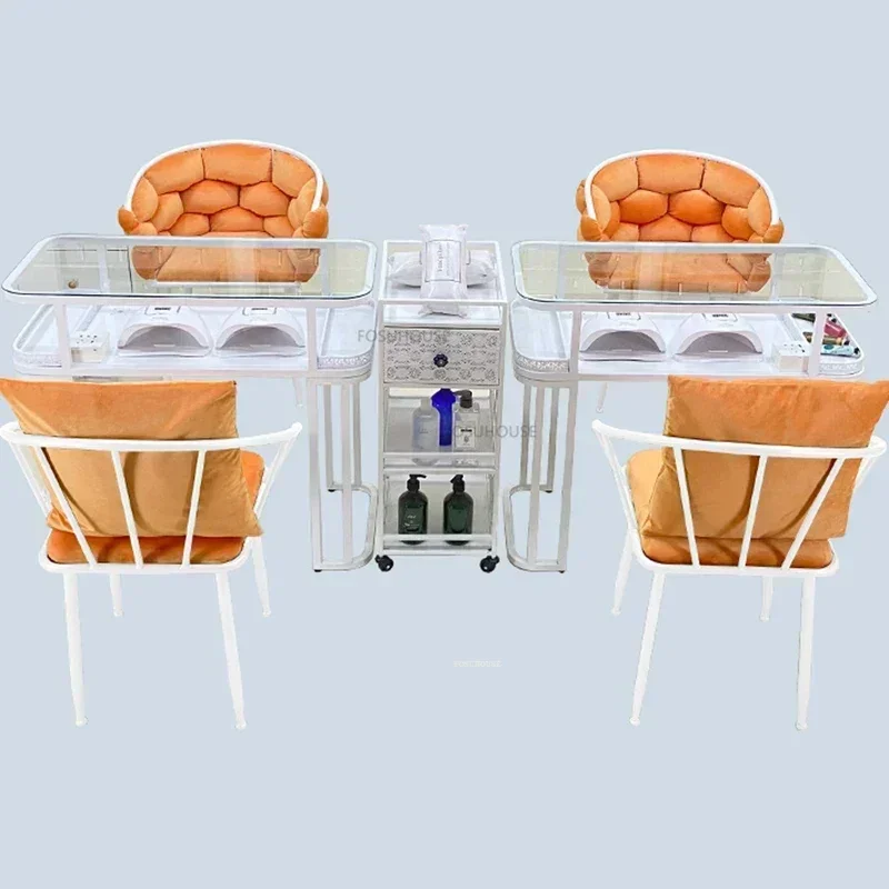 #Premium Manicure Table Nail Station Salon Furniture Portable Professional Commercial Beauty Desk Luxury Tempered Glass Design