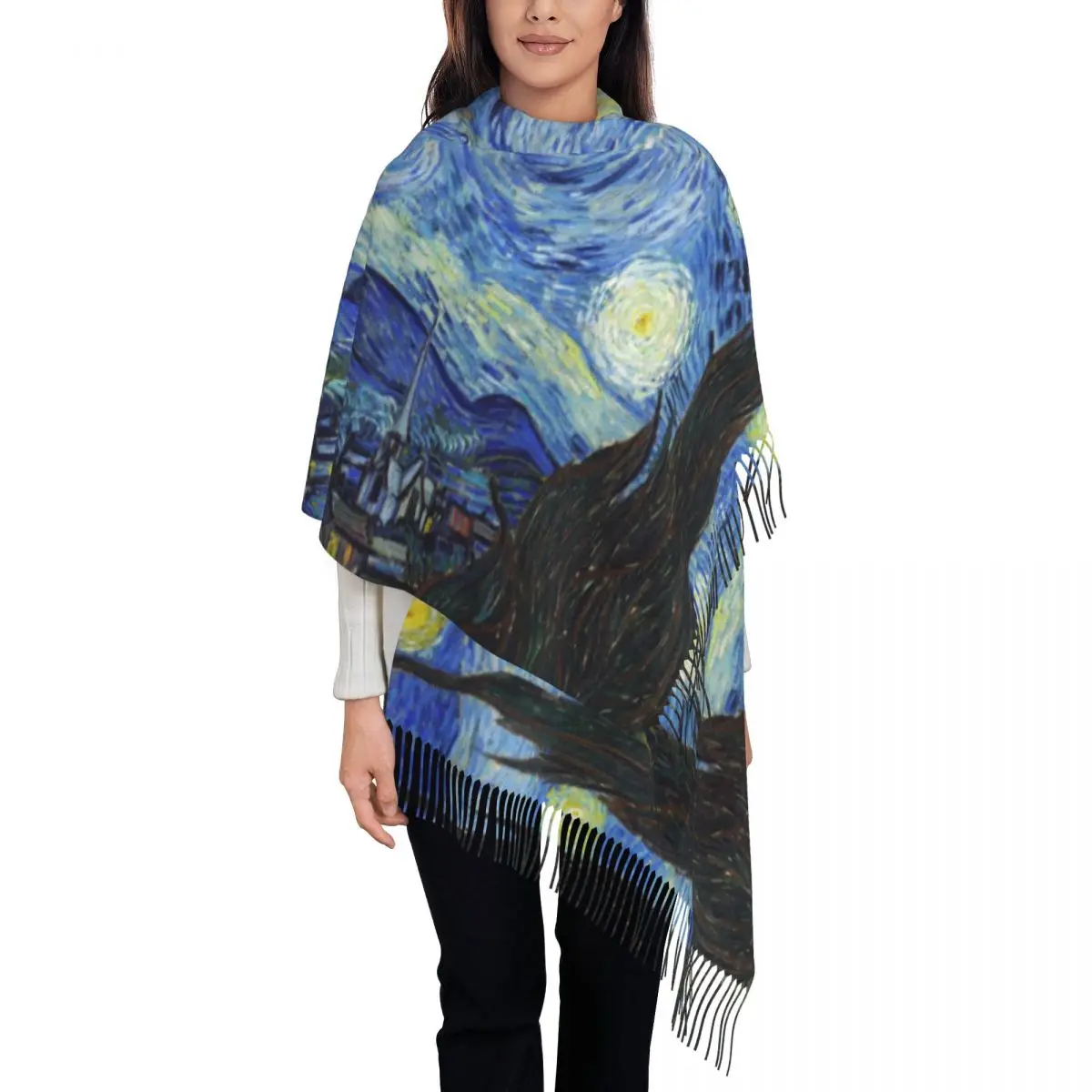 Customized Printed Vincent Van Gogh Starry Night Scarf Women Men Winter Warm Scarves Art Painting Shawls Wraps