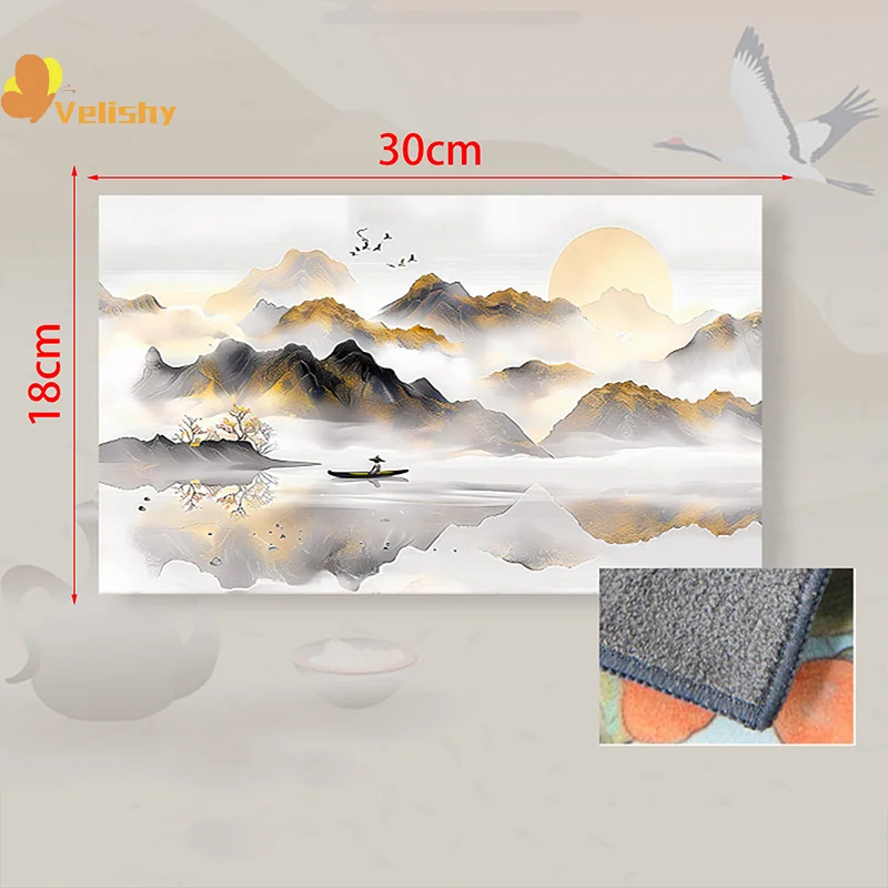 30*18cm 고급 차 타월, 레트로 스타일과 화려한 그림, 특별한 차 마시는 천, 프리미엄 차 세트