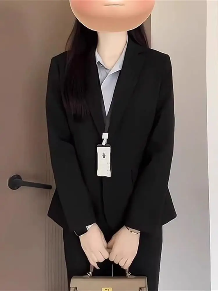 Bla terno feminino workwear entrevista formal wear primavera 2025 longo sve casaco de botão único para estudantes universitários