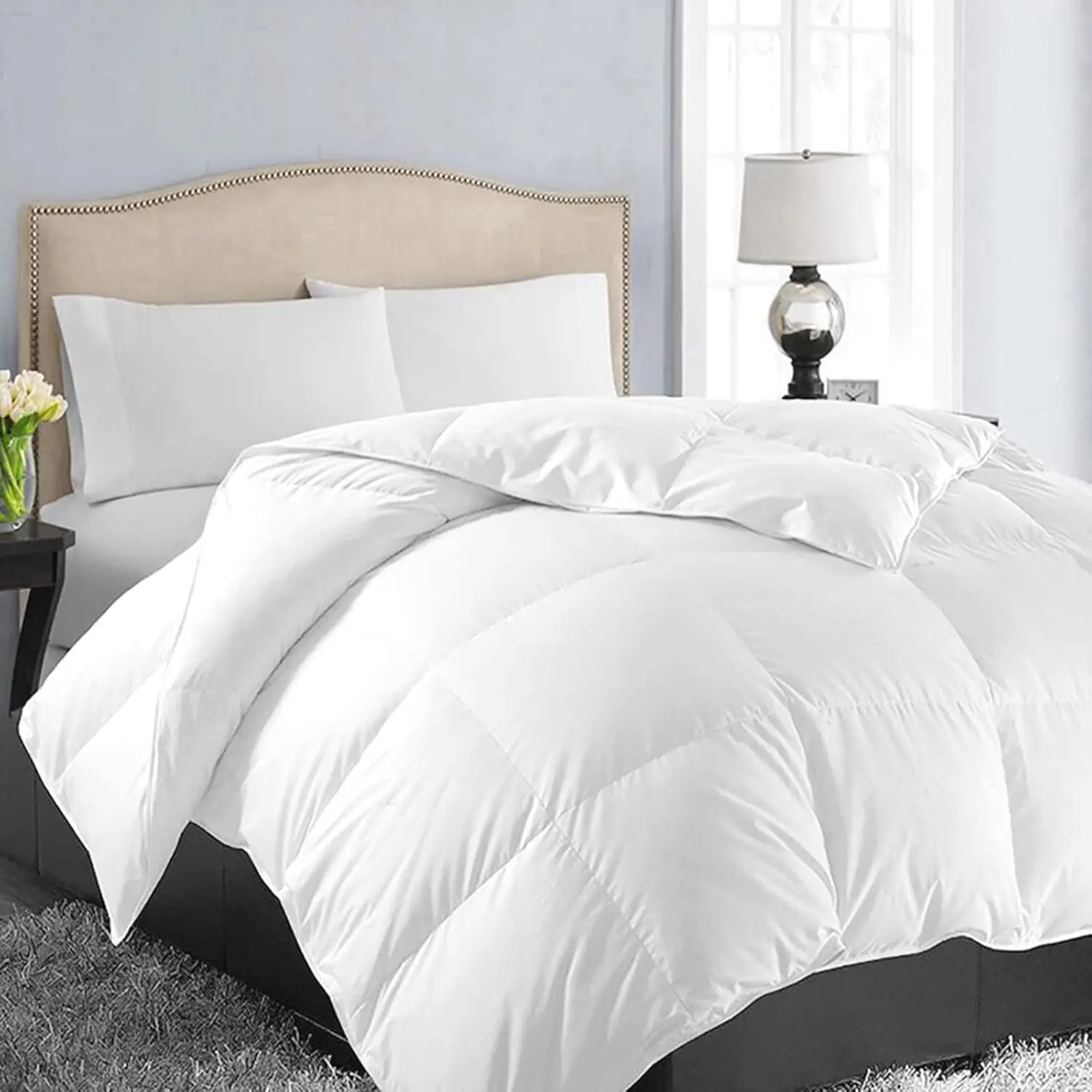 

King Size All-Season Comforter - Lightweight Quilted Duvet Insert with Corner Tabs, White 90x102 Inches