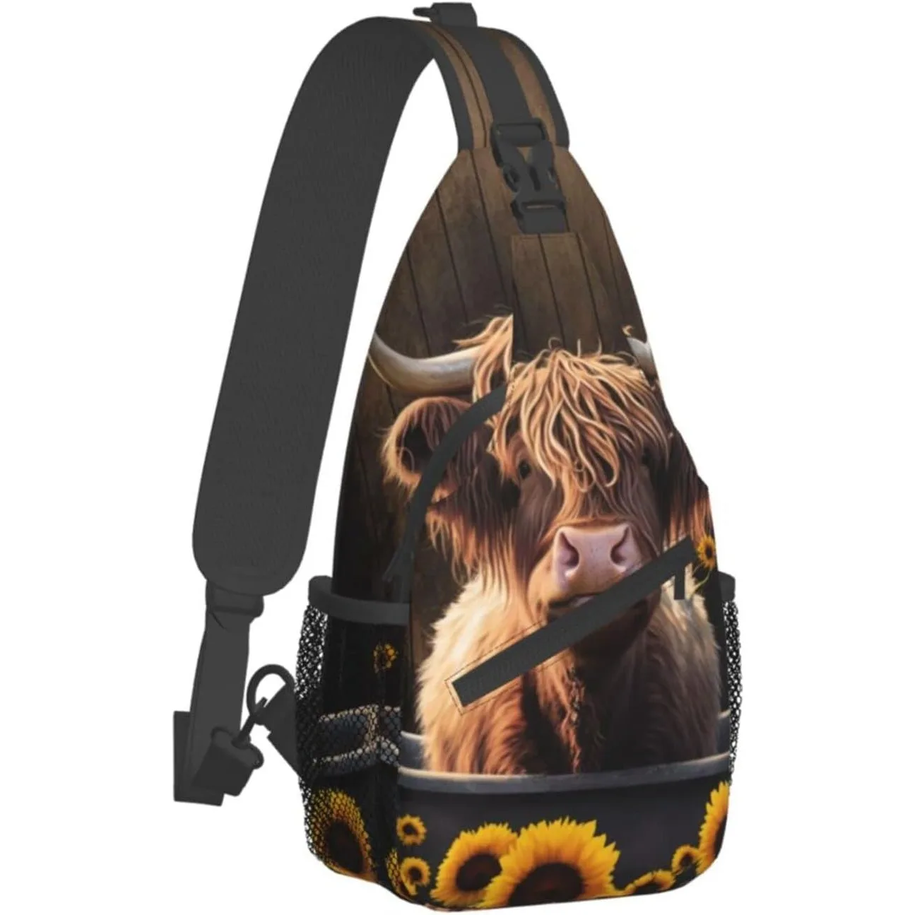 

Sunflower Highland Cow Outdoor Cross-body Shoulder Bag Unisex Backpack For Women Men Young Hiking Travel