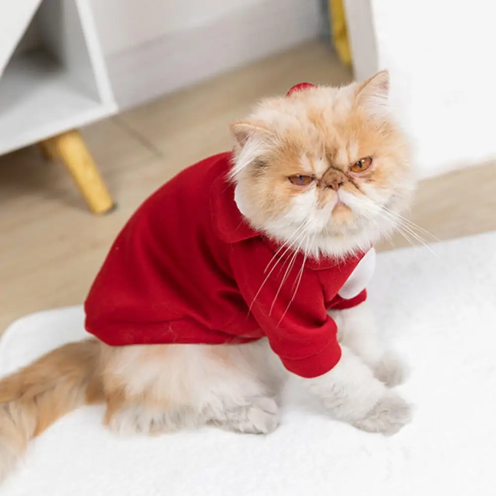 Cat Pullover Non-pilling Soft Dog Sweatshirt Bear Ears 	Pet Pullover Pet Cat Dog Hoodie Two-legged Clothes for Home