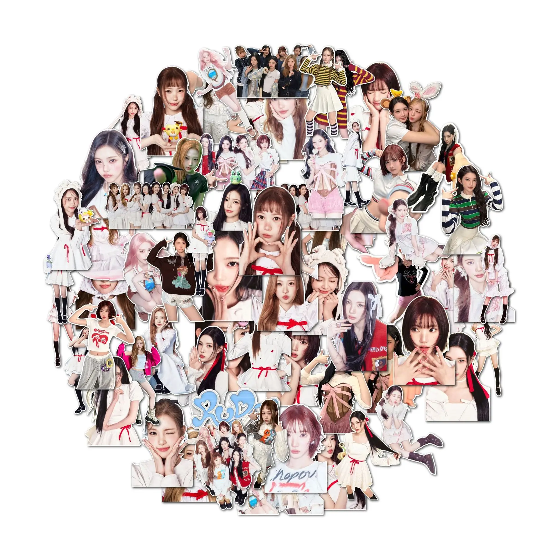 

65pcs Kpop Hearts2Hearts New Single RUDE Fashion Stickers Quality HD Printing Journal Sticker JIWOO Carmen Fan Collection Gifts