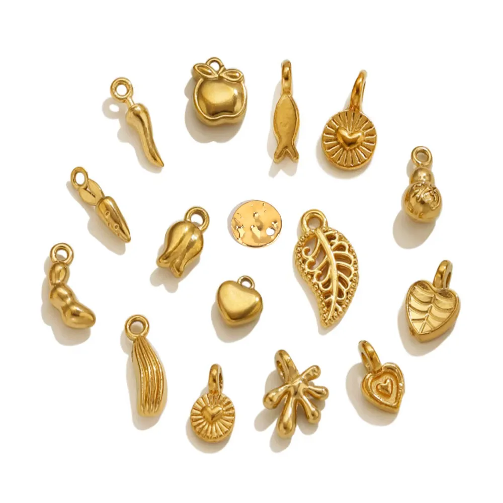 20 Stück Herz-, Gemüse-, Obst- und Seestern-Anhänger, 18K PVD Edelstahl, DIY Ohrringe, Halskette, Schlüsselanhänger, Schmuck, Damengeschenke, Großhandel