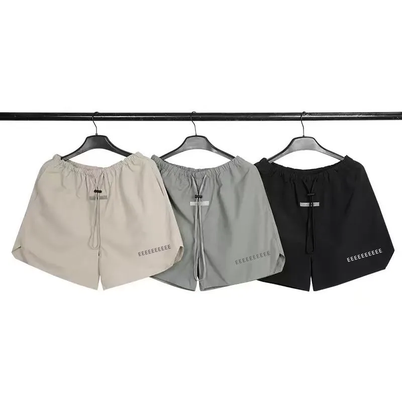 

Модные мужские нейлоновые шорты, классический бренд, шорты с двойной линией и светоотражающими буквами, повседневные быстросохнущие пляжные шорты High Street