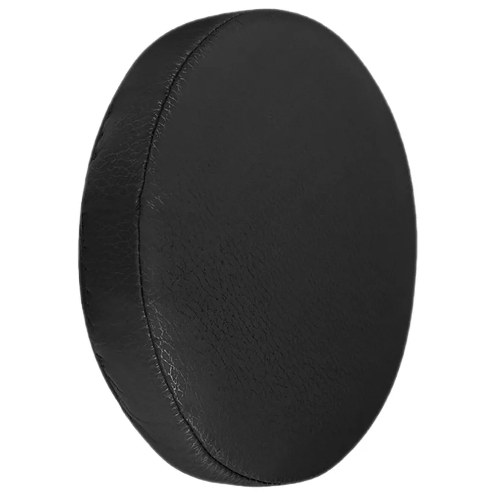 Black Round Stool Covers 33Cm Universal Fit Elastic Slipcovers for Bar Stools Kitchen Islands Dining Areas Washable PU view 4