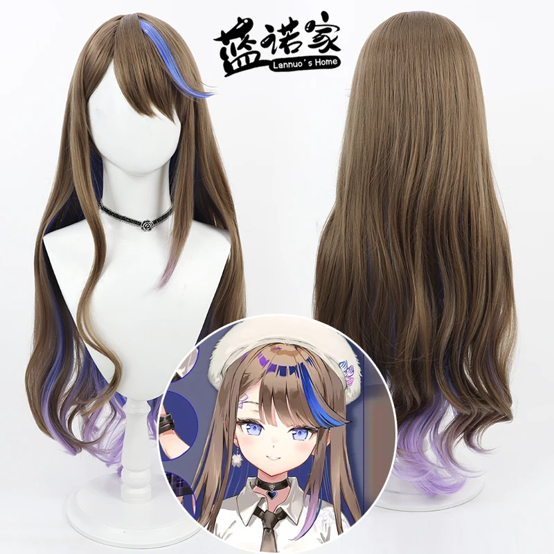 Virtuale YouTube Vtuber AIRI KANNA Cos Parrucca Cosplay Halloween Carnevale Festa Puntelli Capelli sintetici Fibra resistente al calore + Protezione parrucca