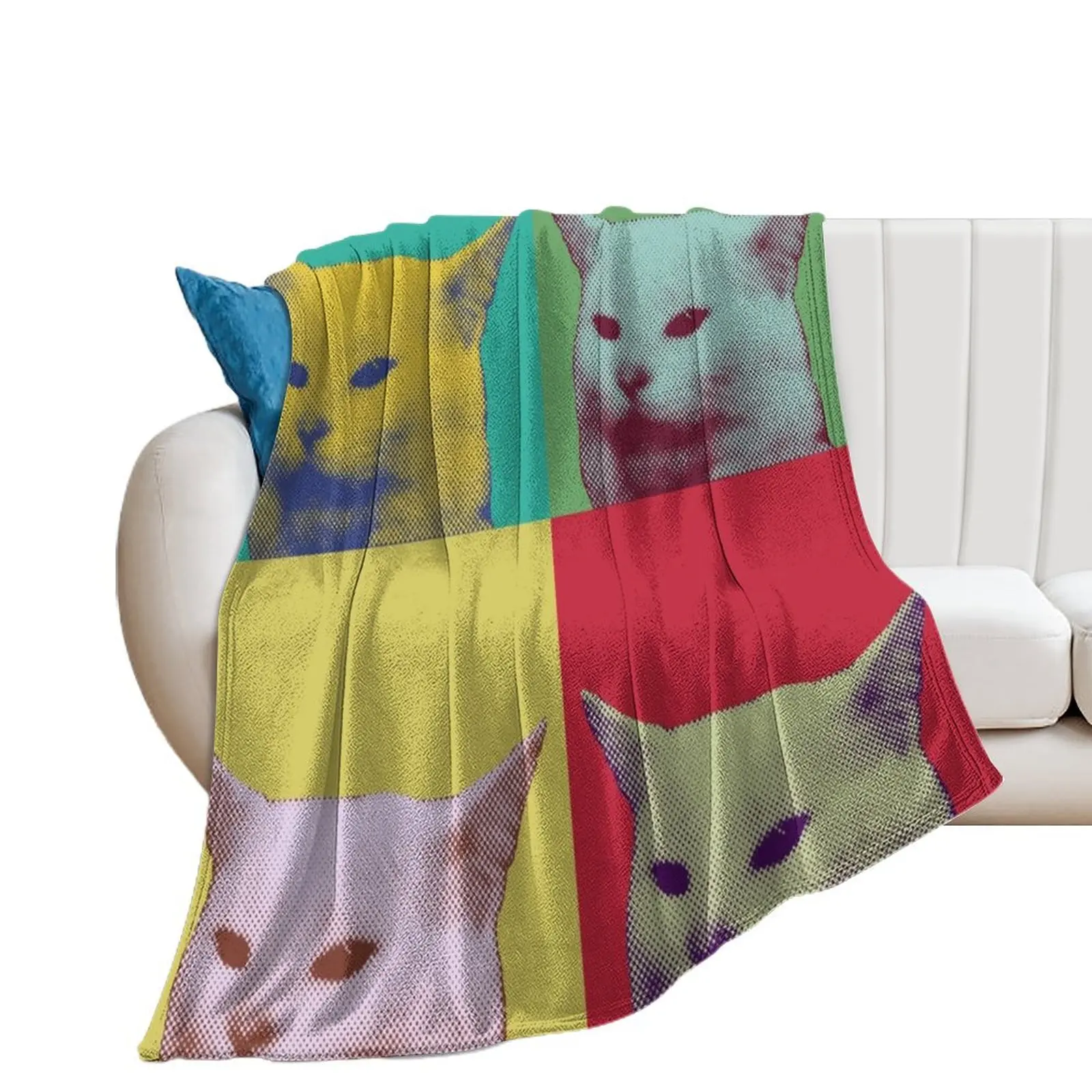 Pop art yelling cat meme Throw Blanket christmas gifts Decoratives Hairys Blankets