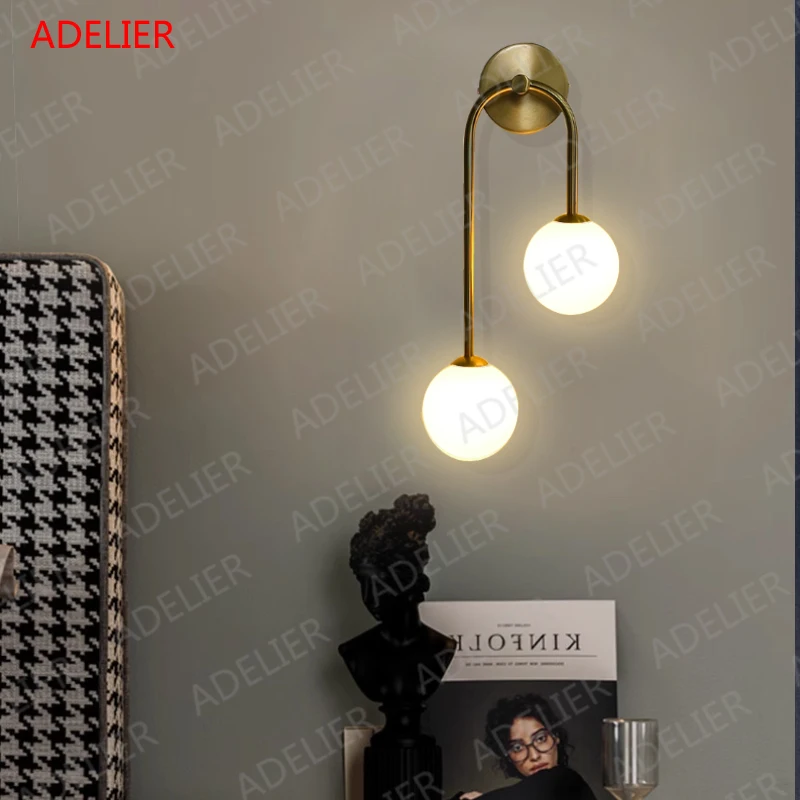 

Brass Glass Ball Wall Lamps Nordic Interior Wall sconce bedroom living dining Aisle Corridor Stair Decor Lighting Fixtures