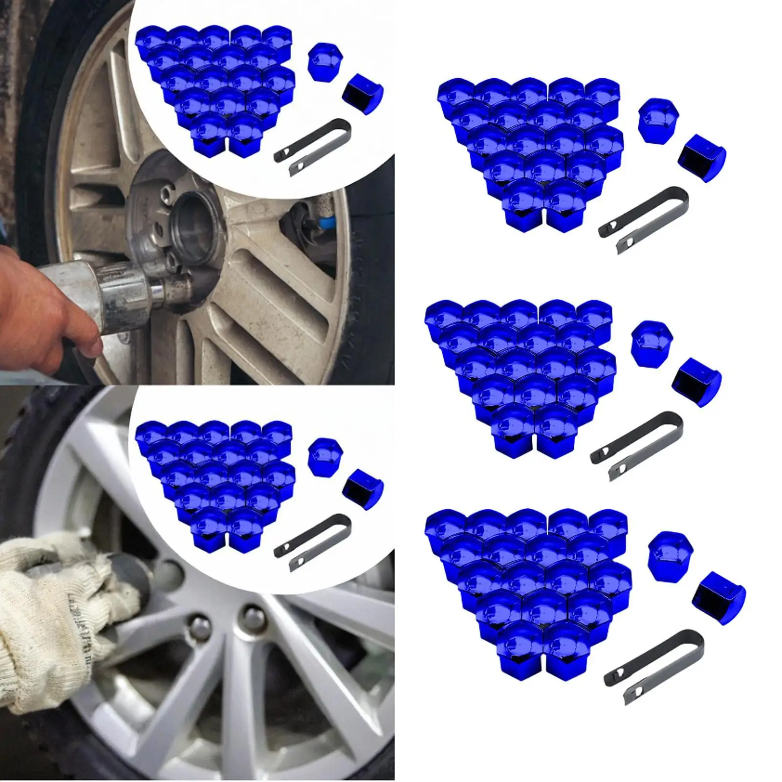 

20Pcs Generic Car Wheel Lug Nut Covers Blue Dustproof SUV Mount Removal Tool