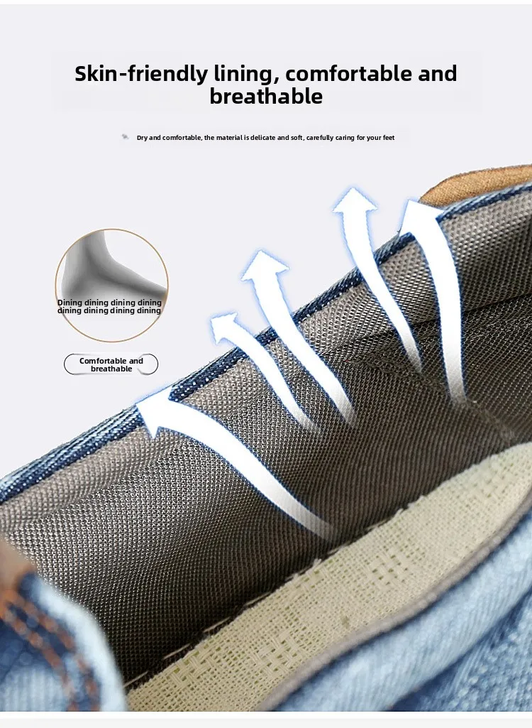 Herren Vintage Denim Slip-On Casual Loafer, weiche, dicke Sohle, atmungsaktiv, leicht, rutschfest, bequem, flache Alltagsschuhe zum Gehen – Detail 8