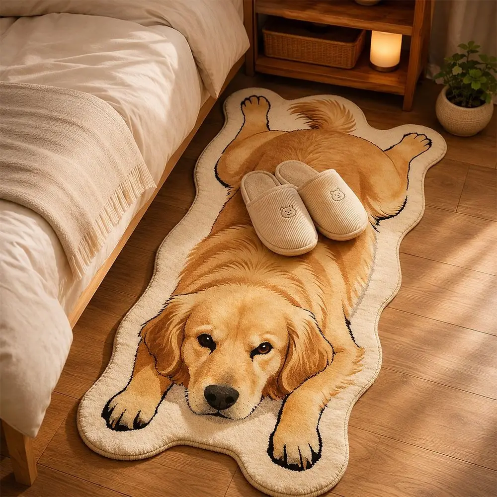 Special-shaped Puppy Print Rug Decorative Carpet Pet Theme Rug Dog Shaped Rug Soft Puppy Print Animal Floor Mat Bedroom Decor