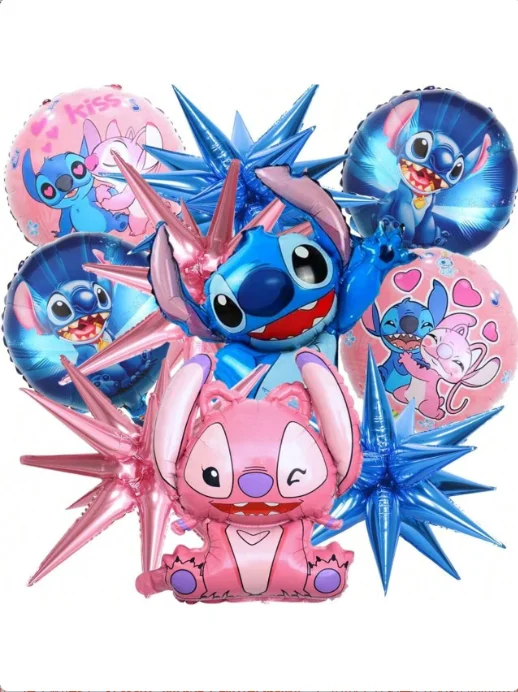 10Pcs Cartoon Lilo & Stitch-Stitch Theme Aluminum Film Balloon Birthday Party Decoration Aluminum Film Balloon Set