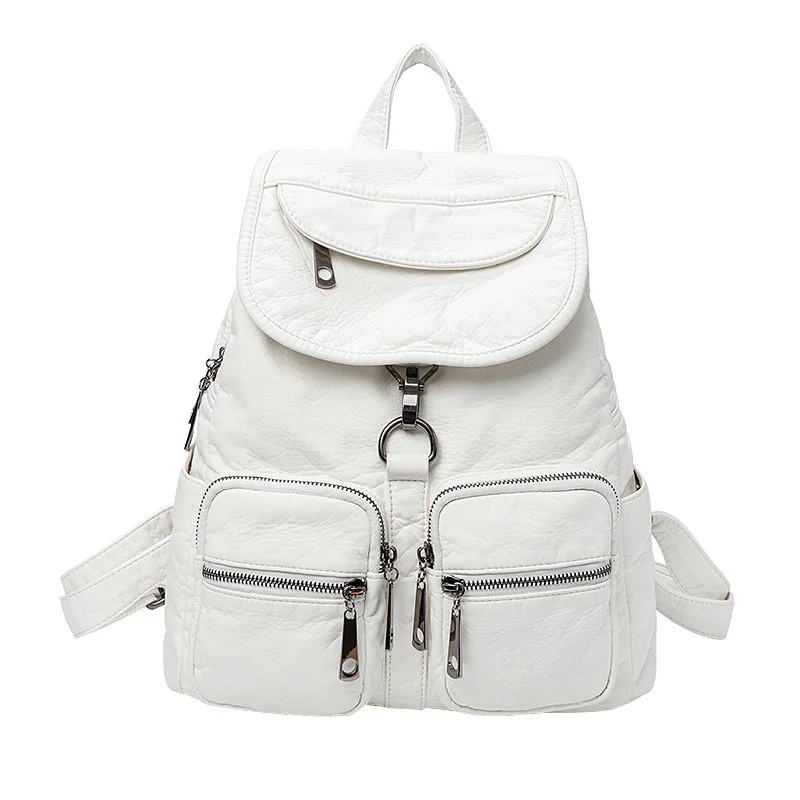 Fashion Soft Sheepskin Genuine Leather Backpacks For Women Waterproof White Travel Backpack Bag Women Back Pack For Girl Backbag