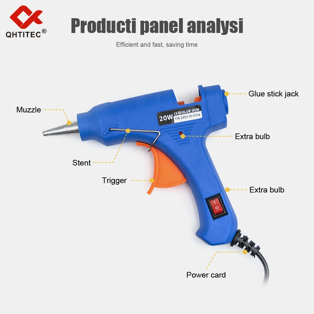 Jcd 20w pistola de cola quente com 7mm 20 pçs transparente cola vara mini arma casa elétrica temperatura ferramentas manutenção