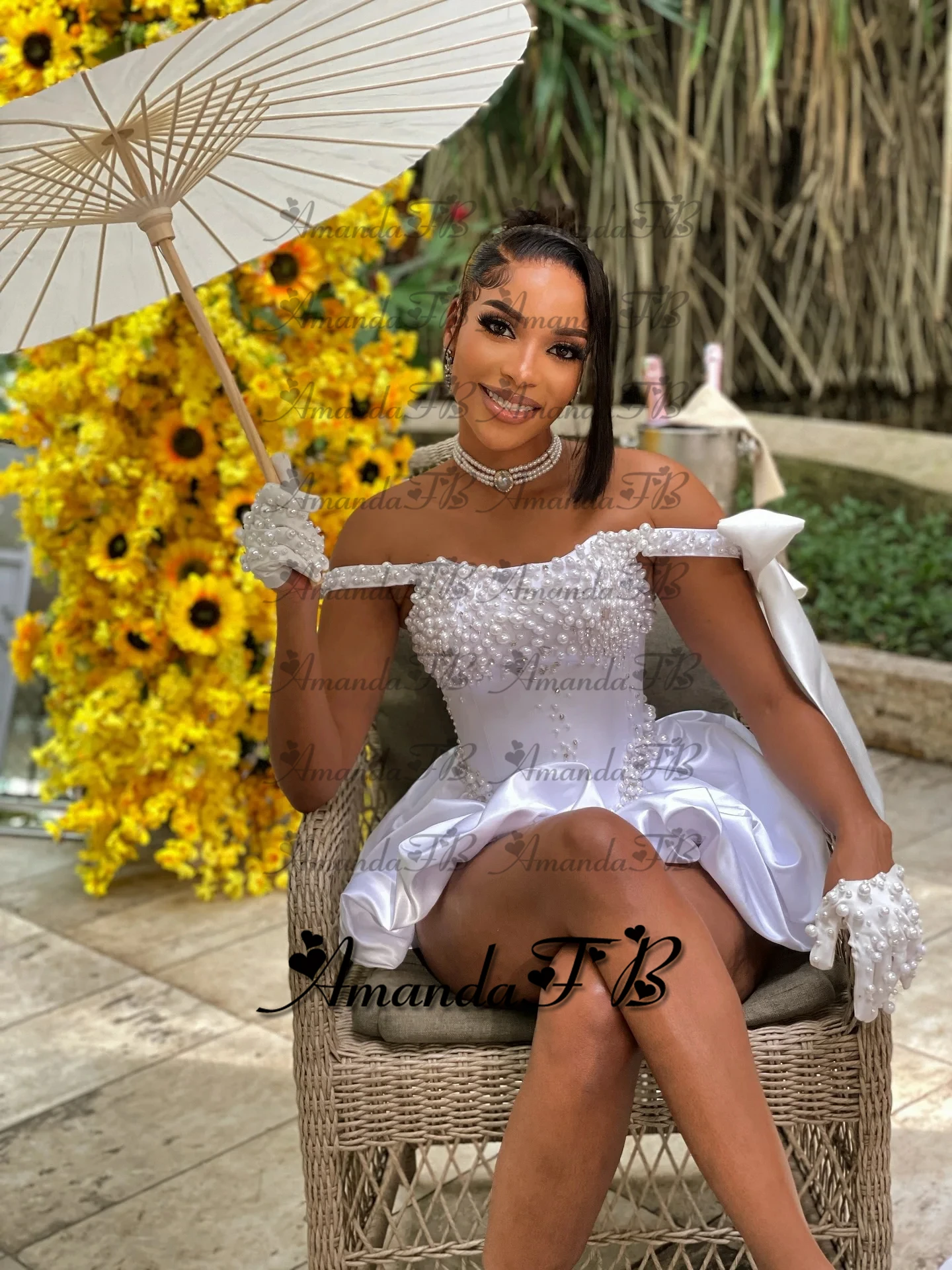 أماندا فستان كوكتيل عصري لؤلؤي قبالة الكتف Bowknot رقبة سكوب مناسبة خاصة ثوب Vestidos De Noche مخصص