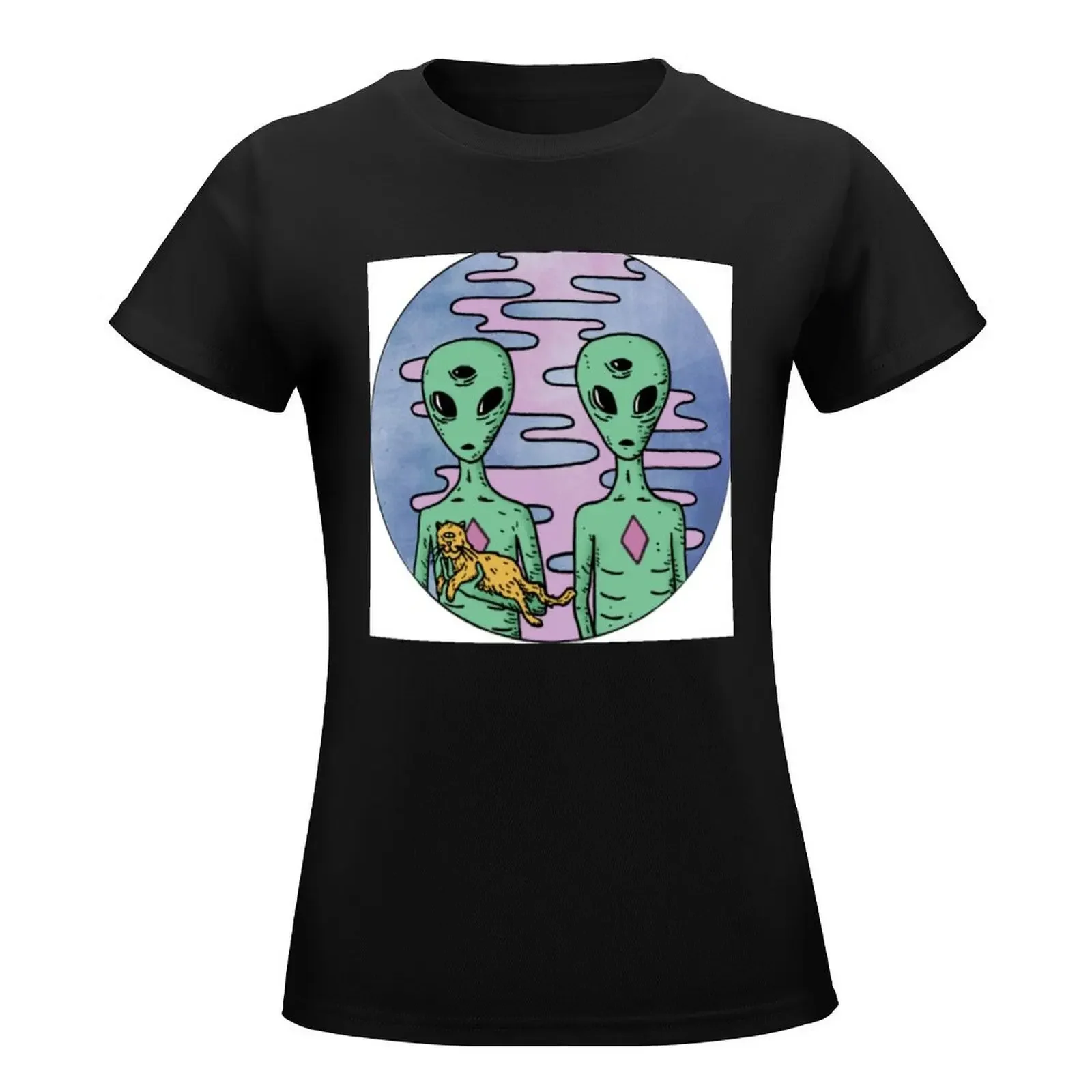 Alien Twins T-Shirt funny hippie clothes aesthetic clothes t-shirt dress for Women plus size sexy