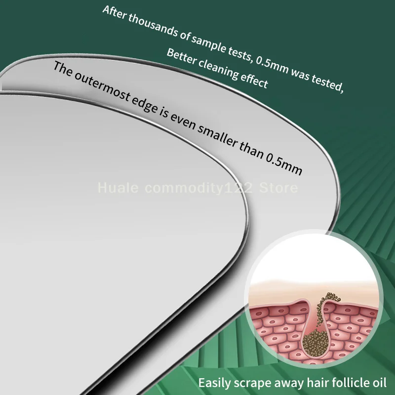 Grattoir de nettoyage des follicules pileux en acier inoxydable, 1 pièce, grattoir Gua Sha, masseur pour soins de la peau du visage, planche de massage du visage
