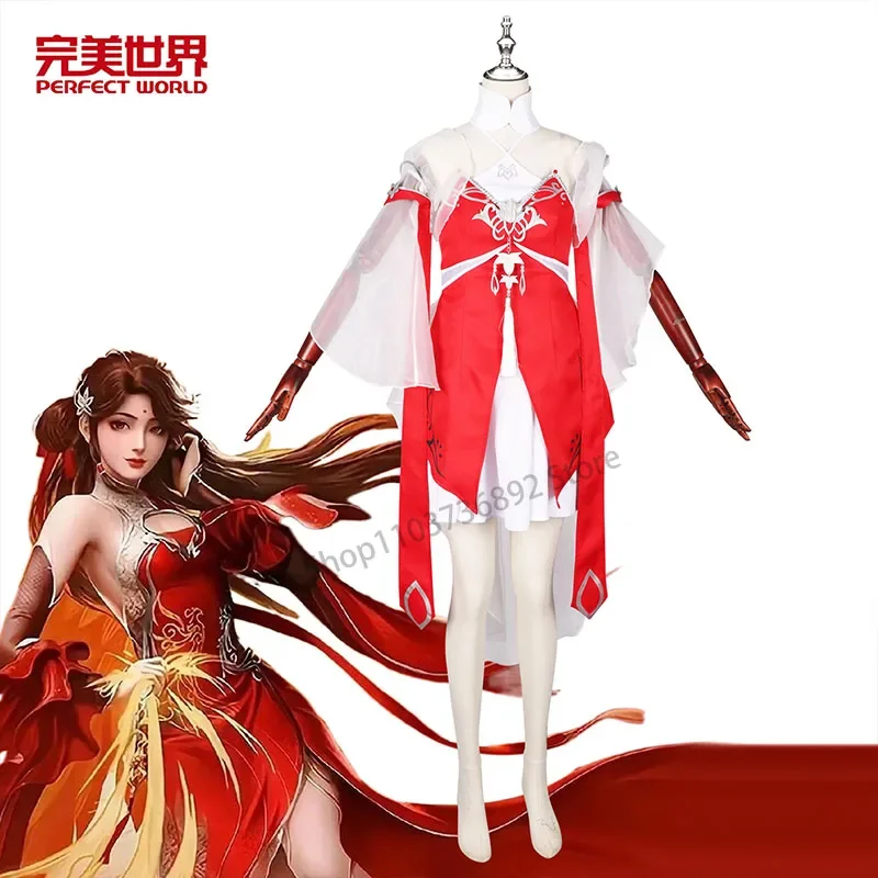 Perfect World Fire Spirit Child Fire Clan Princess Cos Dress Red Princess Dress Anime Same Style Cosplay Costume Performance