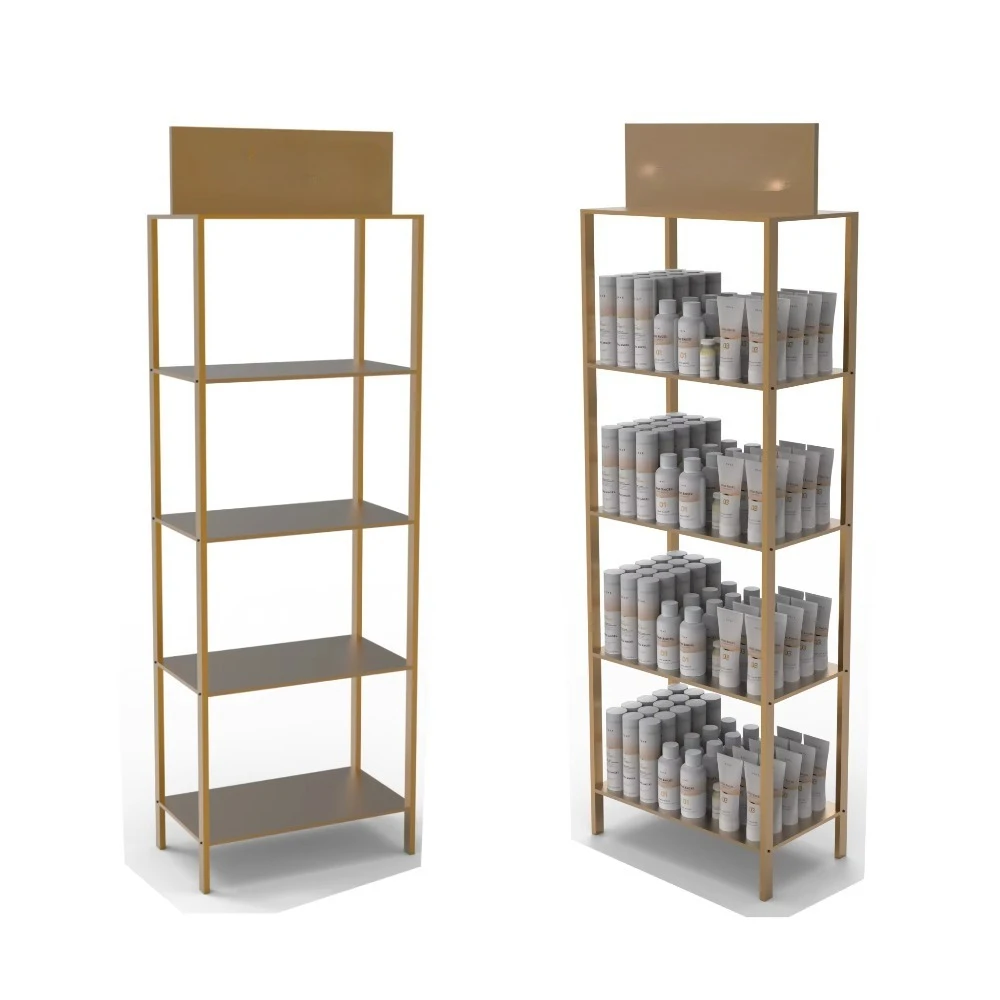 

Металлическая витрина для шампуней и полки для косметики в парикмахерских или салонах красоты