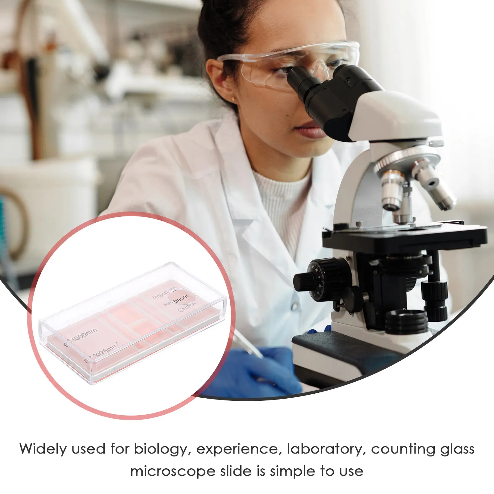 Yeast Counting Glass Slide Microscope Hemocytometer for Laboratory Cell Staining and Analysis