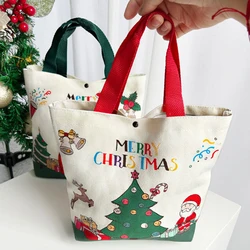 Christmas Gift Bag Cartoon Santa Claus Elk Xmas Tree Handheld Canvas Bag Merry Christmas Decor Natal Navidad Happy New Year 2025