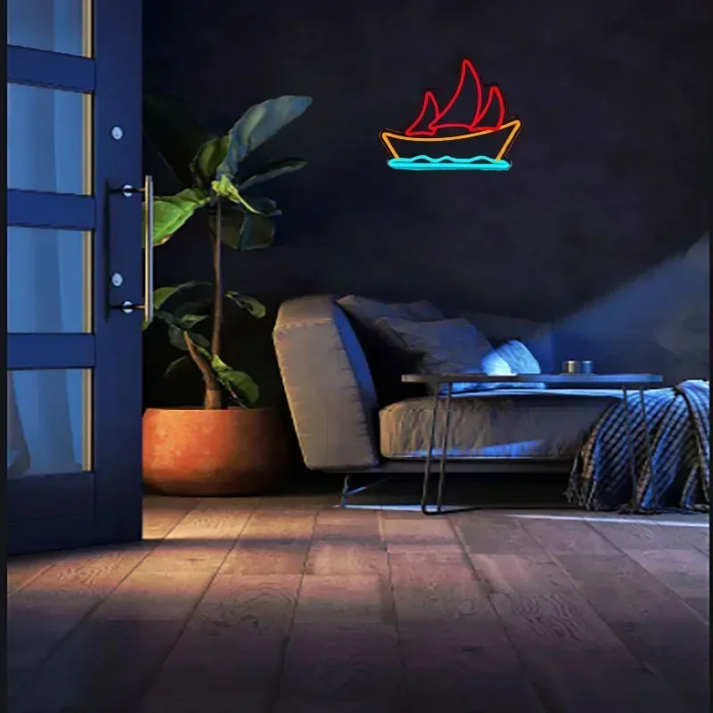 Sailing Neon Sign for Boat, LED Gamer Neon Sign, Wall Decoration, Game Light Decor, Bedroom, Bar