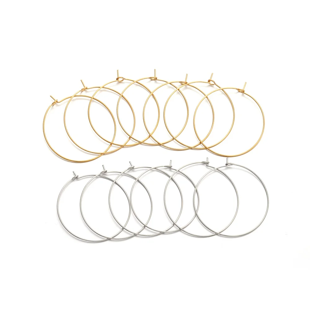 

20pcs/lot Gold Stainless Steel Big Circle Wire Hoops Loop Earrings High Quality for DIY Dangle Earring Jewelry Making Supplies