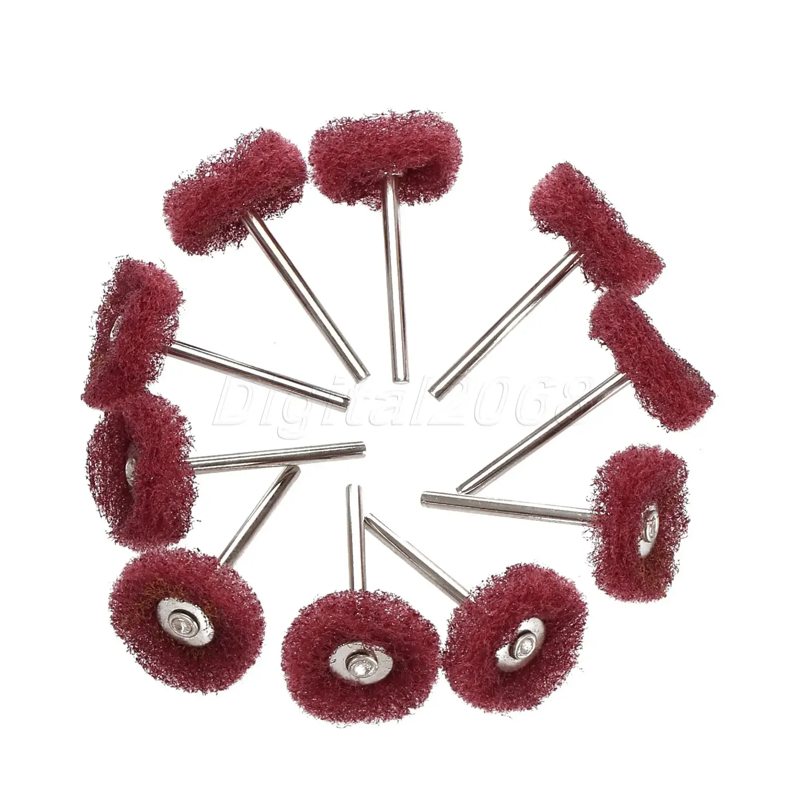 10Pcs Scouring Pad Buffing Wheels Polishing Tool With 3mm Shank For Dremel Rotary Abrasive Grinder Tools